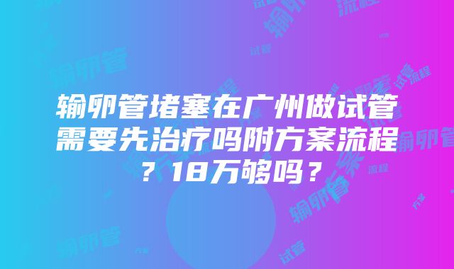 输卵管堵塞在广州做试管需要先治疗吗附方案流程？18万够吗？