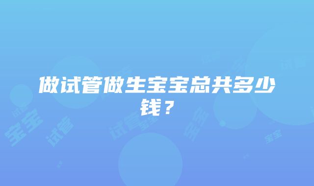 做试管做生宝宝总共多少钱？