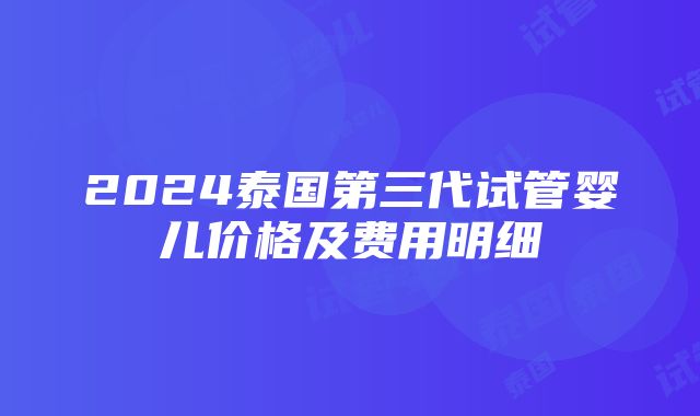 2024泰国第三代试管婴儿价格及费用明细