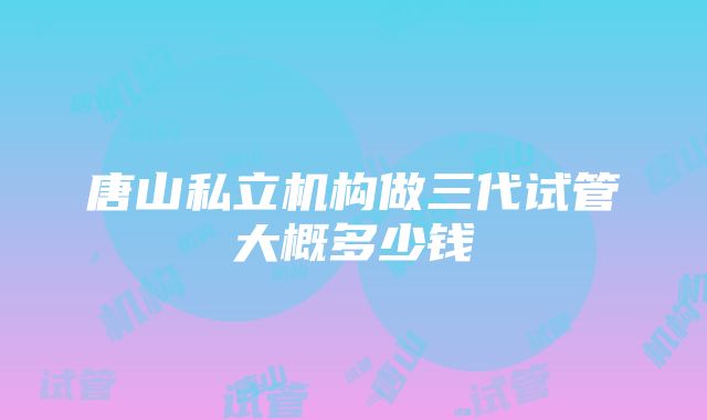 唐山私立机构做三代试管大概多少钱