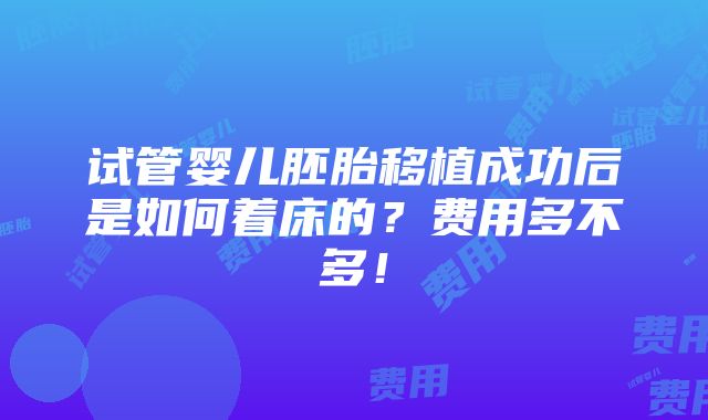 试管婴儿胚胎移植成功后是如何着床的？费用多不多！