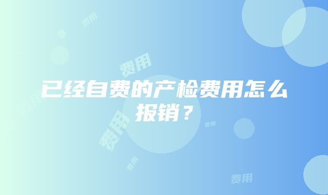 已经自费的产检费用怎么报销？