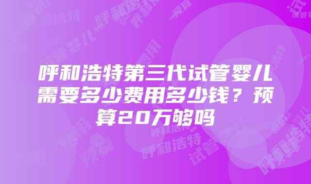 呼和浩特第三代试管婴儿需要多少费用多少钱？预算20万够吗