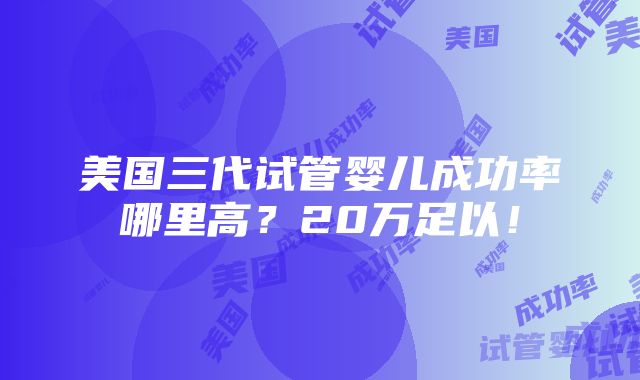 美国三代试管婴儿成功率哪里高？20万足以！