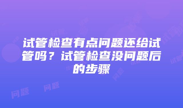 试管检查有点问题还给试管吗？试管检查没问题后的步骤