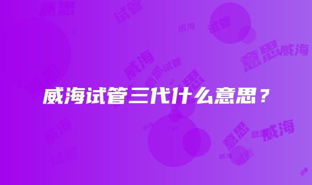 威海试管三代什么意思？