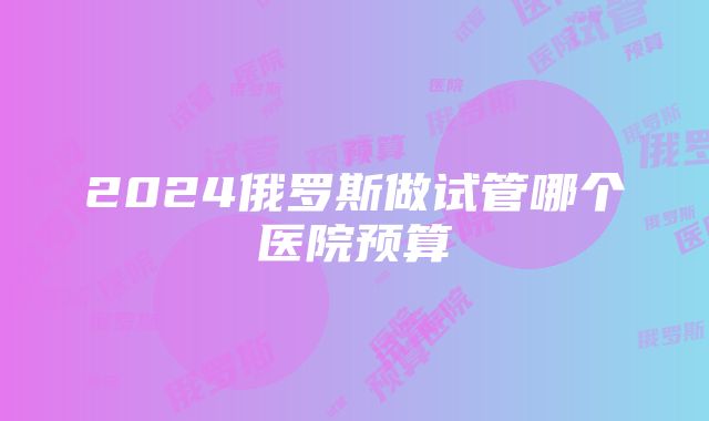 2024俄罗斯做试管哪个医院预算