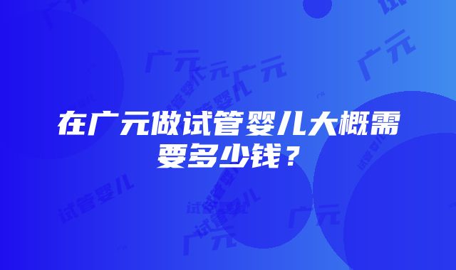 在广元做试管婴儿大概需要多少钱？