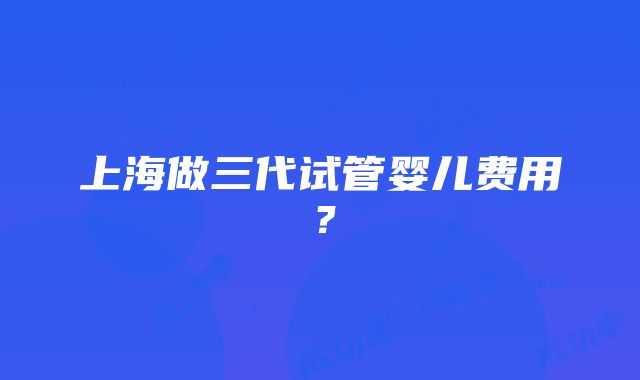 上海做三代试管婴儿费用？