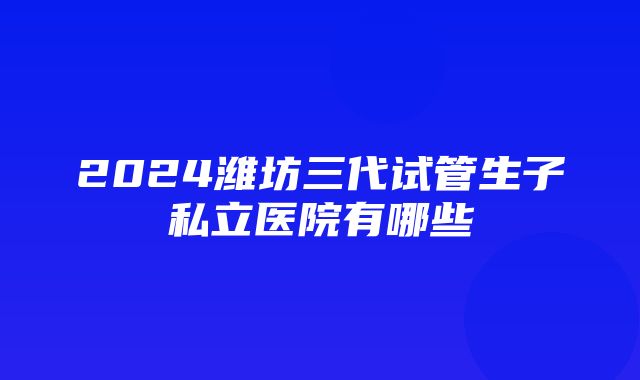 2024潍坊三代试管生子私立医院有哪些