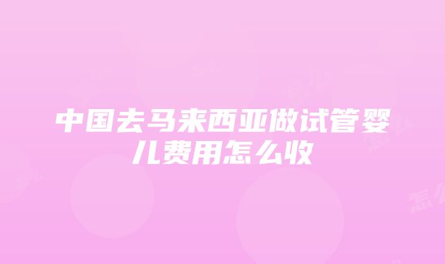 中国去马来西亚做试管婴儿费用怎么收