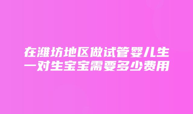 在潍坊地区做试管婴儿生一对生宝宝需要多少费用