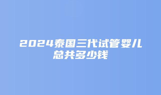 2024泰国三代试管婴儿总共多少钱