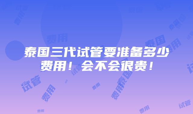 泰国三代试管要准备多少费用！会不会很贵！