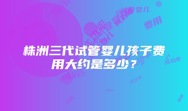 株洲三代试管婴儿孩子费用大约是多少？