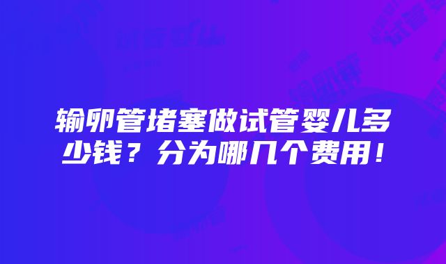 输卵管堵塞做试管婴儿多少钱？分为哪几个费用！