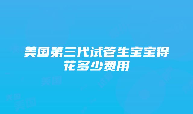 美国第三代试管生宝宝得花多少费用