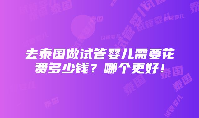 去泰国做试管婴儿需要花费多少钱？哪个更好！