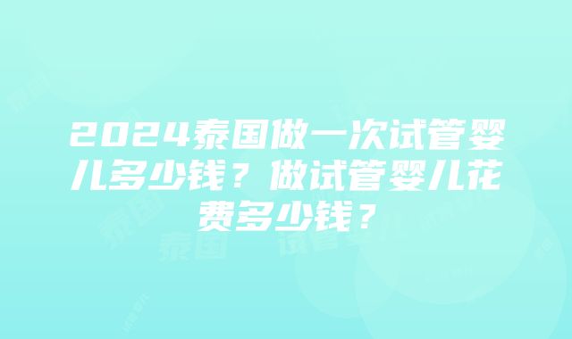 2024泰国做一次试管婴儿多少钱？做试管婴儿花费多少钱？