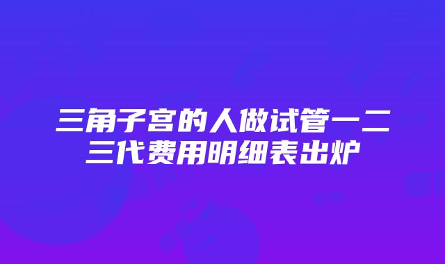 三角子宫的人做试管一二三代费用明细表出炉