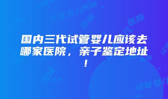 国内三代试管婴儿应该去哪家医院，亲子鉴定地址！