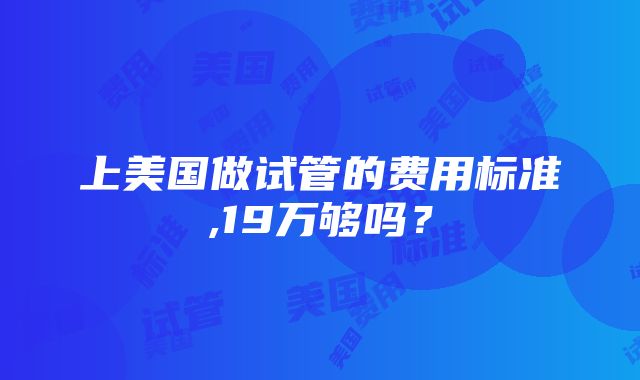 上美国做试管的费用标准,19万够吗？