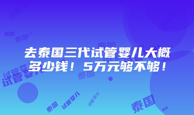 去泰国三代试管婴儿大概多少钱！5万元够不够！