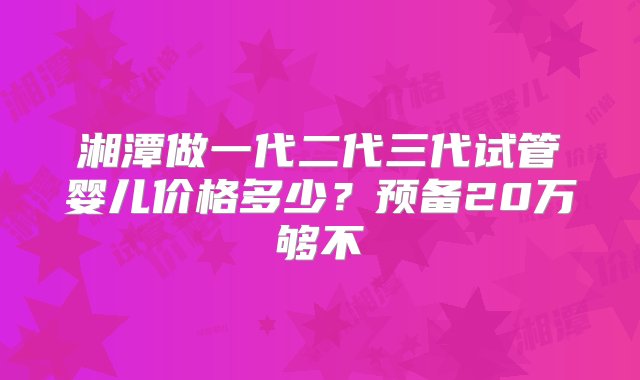 湘潭做一代二代三代试管婴儿价格多少？预备20万够不