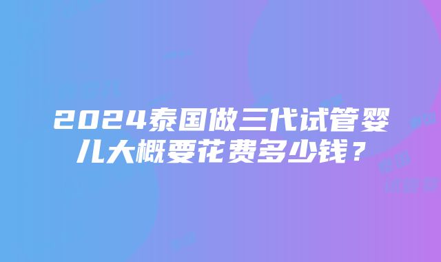 2024泰国做三代试管婴儿大概要花费多少钱？