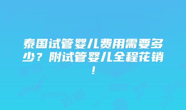 泰国试管婴儿费用需要多少？附试管婴儿全程花销!