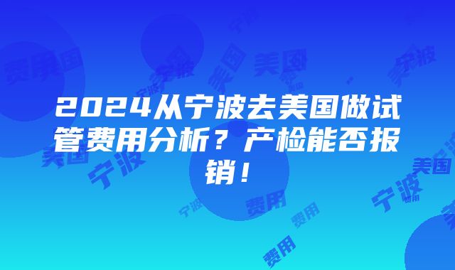 2024从宁波去美国做试管费用分析？产检能否报销！