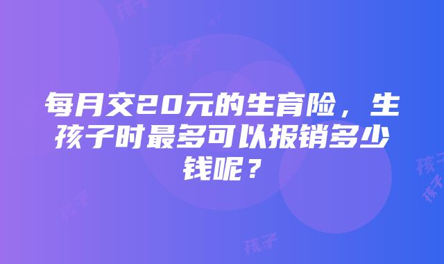 每月交20元的生育险，生孩子时最多可以报销多少钱呢？