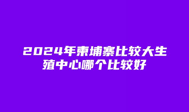 2024年柬埔寨比较大生殖中心哪个比较好