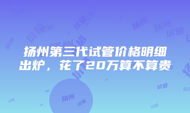 扬州第三代试管价格明细出炉，花了20万算不算贵