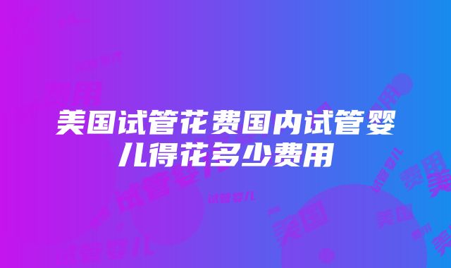 美国试管花费国内试管婴儿得花多少费用