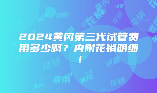 2024黄冈第三代试管费用多少啊？内附花销明细！