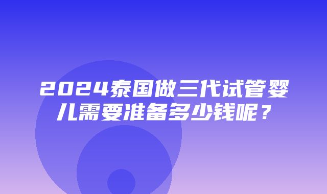 2024泰国做三代试管婴儿需要准备多少钱呢？