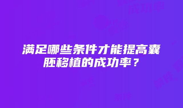 满足哪些条件才能提高囊胚移植的成功率？