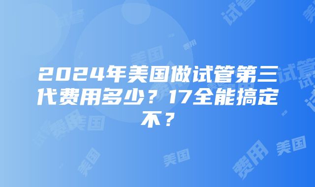 2024年美国做试管第三代费用多少？17全能搞定不？