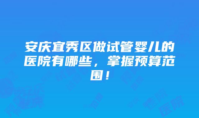 安庆宜秀区做试管婴儿的医院有哪些，掌握预算范围！