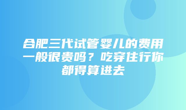 合肥三代试管婴儿的费用一般很贵吗？吃穿住行你都得算进去