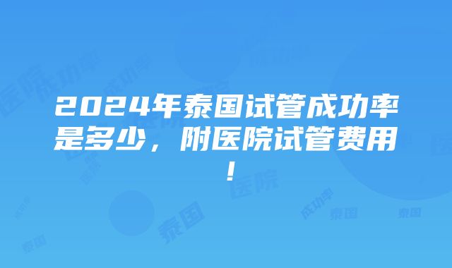 2024年泰国试管成功率是多少，附医院试管费用！