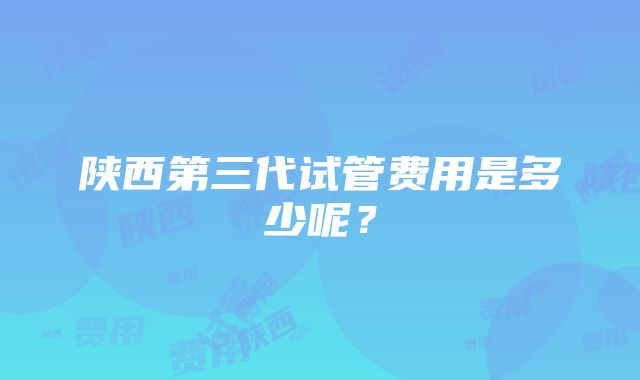 陕西第三代试管费用是多少呢？