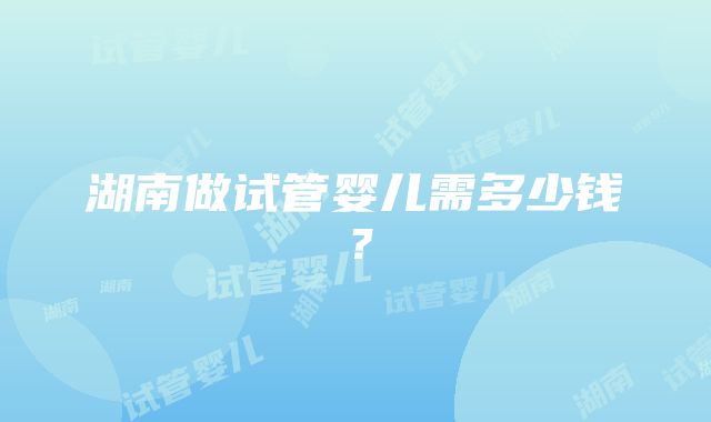 湖南做试管婴儿需多少钱？