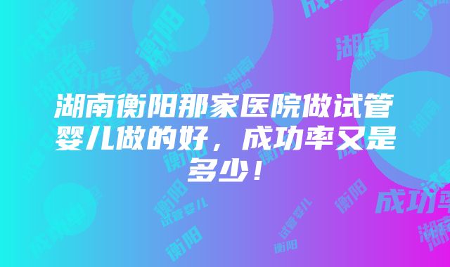 湖南衡阳那家医院做试管婴儿做的好，成功率又是多少！