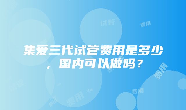 集爱三代试管费用是多少，国内可以做吗？