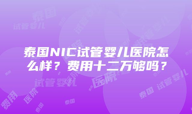 泰国NIC试管婴儿医院怎么样？费用十二万够吗？