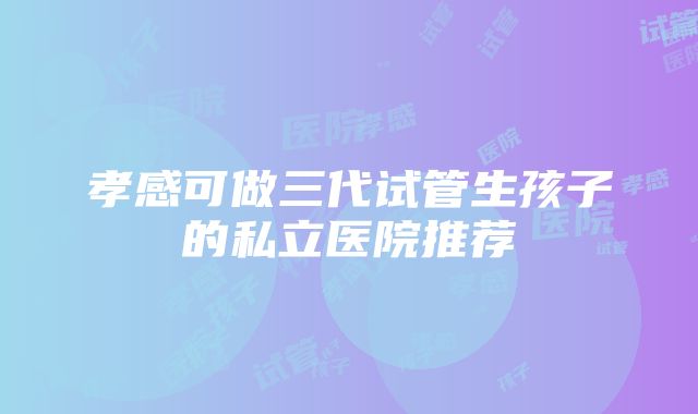 孝感可做三代试管生孩子的私立医院推荐