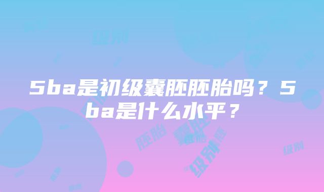 5ba是初级囊胚胚胎吗？5ba是什么水平？