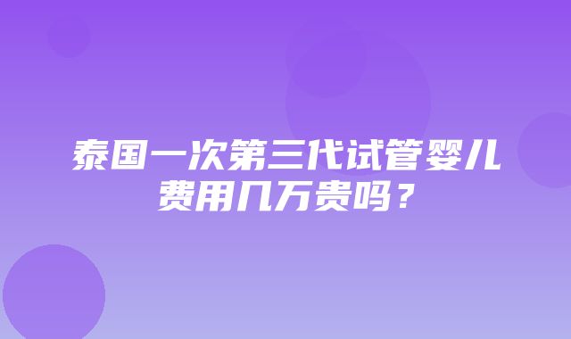 泰国一次第三代试管婴儿费用几万贵吗？